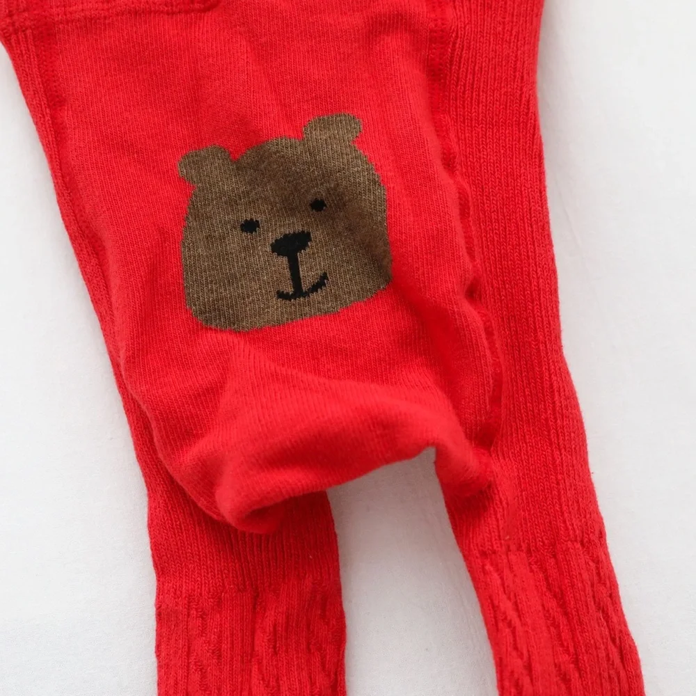 Baby Gap Set of 2 childrens tights red Christmas bear pink llama non-slip 12-24m